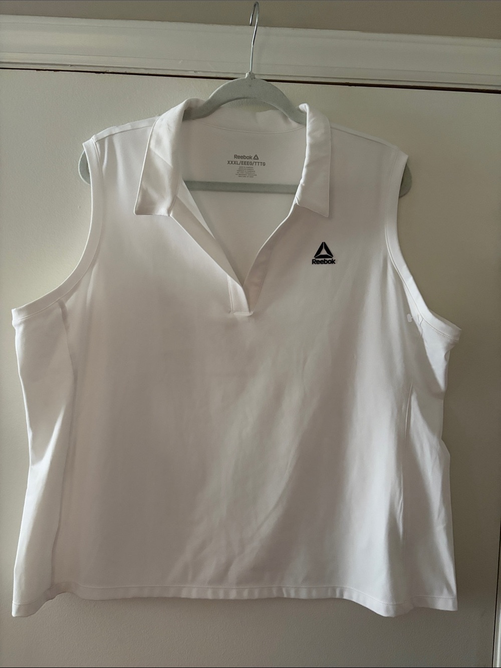 Reebok White Sleeveless Polo Tank with Small Logo